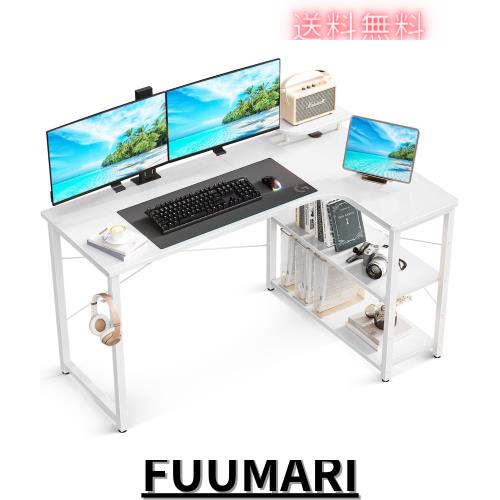 ODK パソコンデスク l字デスク 幅130 ゲーミングデスク pcデスク デスク 机 コーナーデスク L字型 ラック付きデスク 収納 オフィスデスク