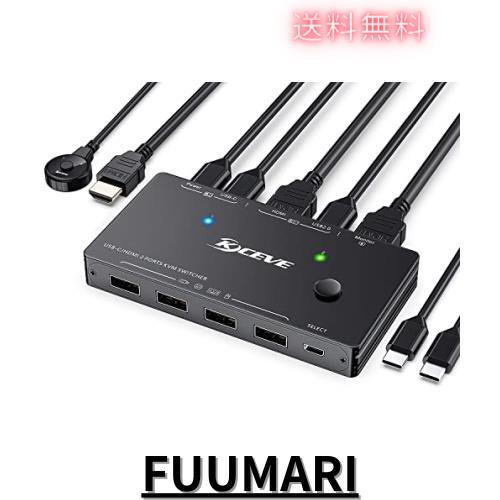 【 !!! 新モデル 】USB-C HDMI KVM切替器、2ポートType-CとHDMIコンビネーションスイッチャーサポート4K@60Hz 1 Type-Cと1 HDMIポートコの通販は 7,411円