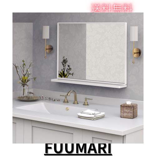 ANYHI長方形 鏡 壁掛け 収納、壁掛けミラーホワイト 洗面所 ミラー 壁掛け 収納 80.7x 62 cm