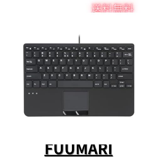Perixx ペリックス PERIBOARD-525US タッチパッド付きキーボード 有線 ミニ USB パンタグラフキー 28.4x18.2x2.8cm USBハブ2個搭載 US配