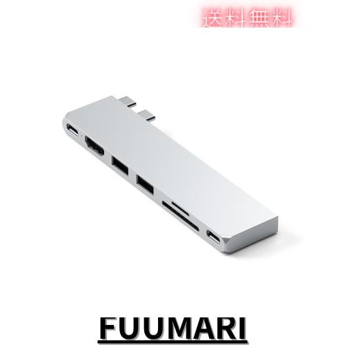 Satechi USB-C Pro ハブ スリム (シルバー) 7 in 2 多機能USB4ポート, 4K 60Hz 出力, USB3.2 Gen 2, SD/MicroSDカードリーダー, 100W PD