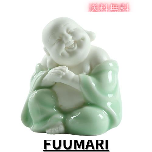 GQPZH 仏像 ミニ 可愛い 布袋様 小さな 置物 陶器製 金運 お守り 高さ9.3cm (B)の通販は 5,903円