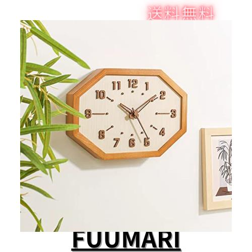 Danmukeji 壁掛け時計 おしゃれ 人気 時計 かわいい 天然木製 八角形 時計 3D立体数字 見やす 壁掛け 置き時計 卓上時計 北欧デザイン 連