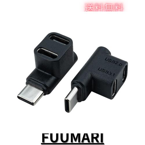 Leehitech Type C 分岐アダプタ 10Gbps 直角 L字型 USB C オス
