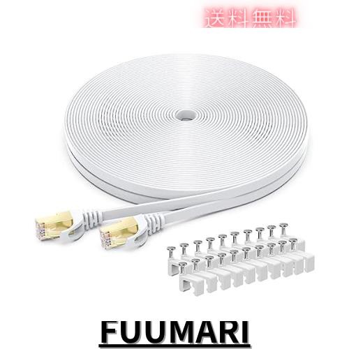 BUSOHE LANケーブル 50M Cat 8 フラットケーブル 40Gbps 2000MHz RJ45 コネクタ付き ギガビット 高速 イーサネットケーブル 金メッキ 爪の通販は 6,396円