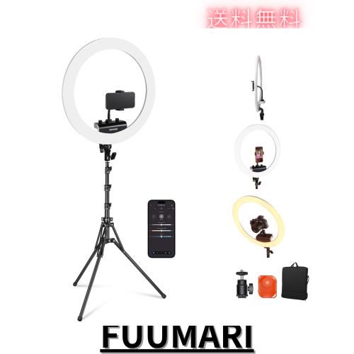 NEEWER プロな18インチリングライトとスタンドキット 女優ライト スマホホルダー付属 超薄型 ソフトな照明ライト 45W 2900K-7000K TLCI98