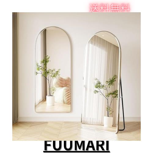 全身鏡 姿見鏡 2Way アルミフレーム アーチ型 飛散防止加工 折りたたみ 壁掛け 両用 おしゃれ 丸角 洗面所 化粧 浴室 お風呂 玄関 40*150