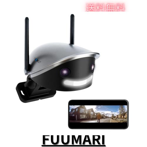 【180°超広視角】GENBOLT 400万画素 防犯カメラ ワイヤレス 屋外 監視カメラ Wi-Fi ネットワークカメラ カラー暗視 AI人体検知 声光威嚇
