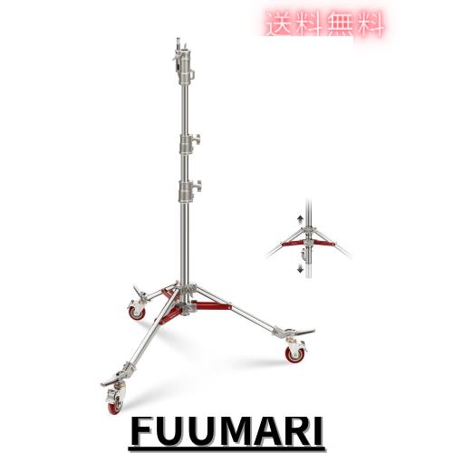 NEEWER 240cmステンレススチール製ライトスタンド 高耐久 写真用ライトスタンド キャスター/1-1/8”ジュニアレシーバー/スプリング式5/8”