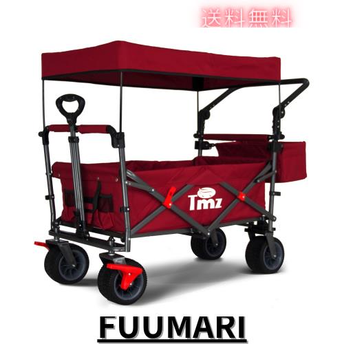 TMZ折りたたみ式全地形ガーデン車両、屋外キャンプキャンプ車両、取り外し可能なルーフ、伸縮式プルロッド、マルチスピード調整可能プッ