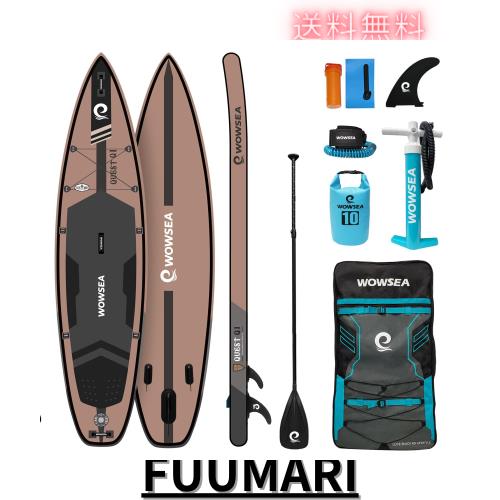 WOWSEA Q1インフレータブルパドルボード, 耐久性のある安定ハンティングインフレータブルサーフボード, 釣りパドルボード, 水生探検やレ
