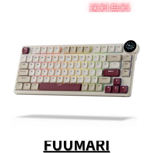 RK ROYAL KLUDGE N80 メカニカルキーボード (スマートディスプレイとノブ付き)、トップマウント 75% ワイヤレス メカニカルキーボード BT