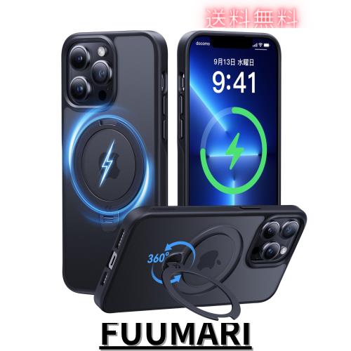 【2025最高傑作＆定点360度回転】CASEKOO iPhone 13Pro Max 用 ケース 超強磁力 米軍MIL規格 耐衝撃 高耐久性【横縦両立・角度調整】指紋