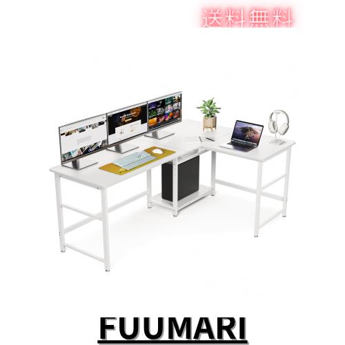 DEWEL パソコンデスク l字 幅180+120cm 奥行60？ 2段収納棚付き 左右交換設置可 PCデスク オフィスデスク ゲーミングデスク 高さ72？ テの通販は 18,478円