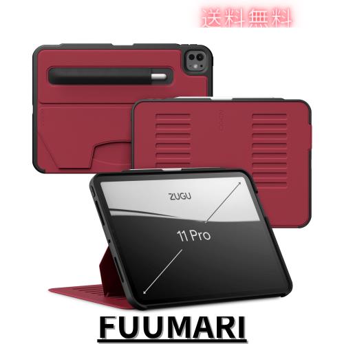 ZUGU iPad Pro 11 インチ ケース M4 (2024) 極薄 落下衝撃保護 8段階スタンド機能 ペンホルダー ワイヤレス充電 オートスリープ (iPad Pr
