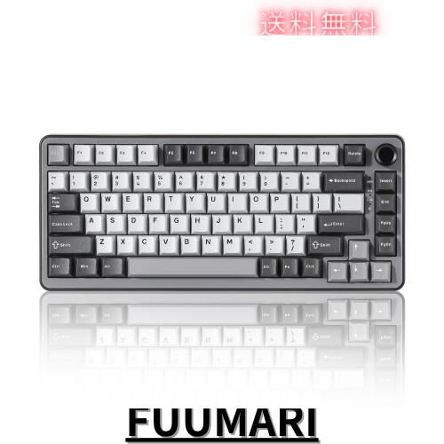 YUNZII B75 PRO 75% ガスケットゲーミングキーボード 無線メカニカルキーボード BT/2.4G/有線 ワイヤレス ホットスワップ 搭載 RGB ノブ