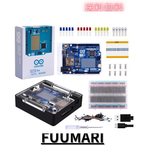 GeeekPi 学生用スターターキット (Arduino UNO R4 WiFi 用)、公式 UNO R4 WiFi ボード、透明アクリルカバー付き金属ケース、400 穴テスト