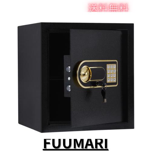 金庫 家庭用 大型 防犯金庫 A4書類横収納可能 鍵＆緊急電池ボックス付 テンキー式 床・壁に固定可能 safe 事務所 店 日？取扱説明書付 (39L