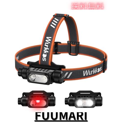 Wurkkos LEDヘッドランプ USB充電式 HD16 高輝度2500ルーメン強力ヘッドランプ 集光・散光切替,IP66防水 耐衝撃 防災 散歩 登山 アウトド