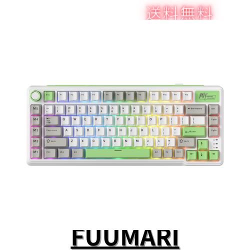 RK ROYAL KLUDGE L75 メカニカルキーボード、ガスケットアセンブリ、ボタン/マクロキー、タッチ可能ネームプレート、トライモードBT/2.4G