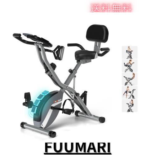 CHAOKE フィットネスバイク エアロバイク トレーニングバイク 【5-in-1版＆5年保証】 静音 折りたたみ 16段階負荷 LCDディスプレイ＆心拍