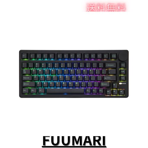 EPOMAKER QK81 75%ワイヤレスメカニカルゲーミングキーボード QMK/VIAプログラマブル ホットスワップ対応 金属ノブ付き81キー 2.4Ghz無線