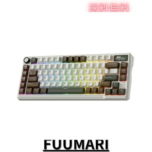 RK ROYAL KLUDGE L75 メカニカルキーボード、ガスケットアセンブリ、ボタン/マクロキー、タッチ可能ネームプレート、トライモードBT/2.4G