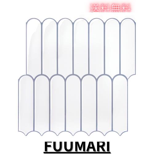 COMSTICKC タイルシール、厚い、防水性、耐熱性、[10枚] 30.5 x 30.5 cm、灰色の目地が付いた白、3D魚鱗壁紙ステッカー、台所 浴室 壁で