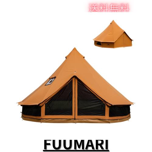 TOMOUNT ベルテント 4m TC テント 360°メッシュ 開放感 ポリコットン キャンプテント 4~6人用 多機能 四季適用 アウトドア 撥水 通気 遮