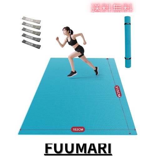 HAPBEAR エクササイズマット 8mm 厚手 大判 ヨガマット 高密度PVC 滑り止め 防音 衝撃吸収 トレーニングマット ホームジム 家族用 おしゃ