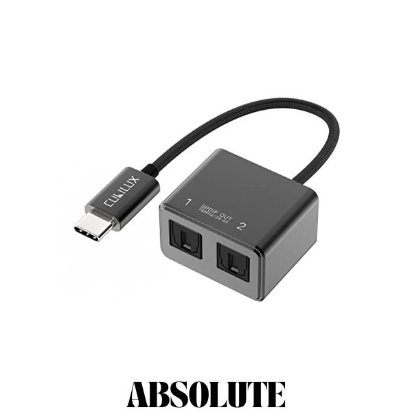 Cubilux Adaptador USB C a SPDIF con carga PD, USB tipo C a Toslink audio óptico con 192 KHz/24 bits, adaptador de audio Thunderbolt 4/3 Spdif, carga PD adecuada para Chromecast