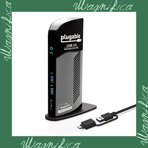 Plugable USB3.0 / USB-C 用ドッキングステーション 縦置き Windows および Mac 用 - デュアルモニター ...