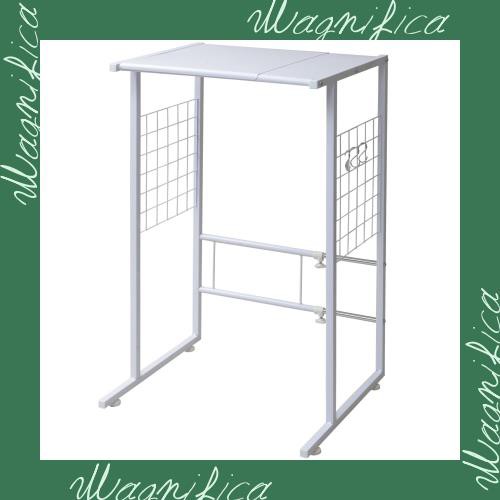 [山善] レンジラック ゴミ箱上ラック 幅40-55×奥行45.5×高さ85cm 【全体耐荷重25？】 幅伸縮 作業台 フック付 アジャスター付き レンジの通販はその他収納家具