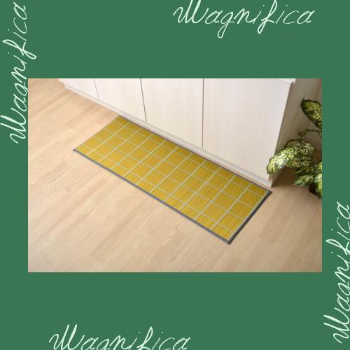 イケヒコ い草 畳 マット い草キッチンマットチェック 約43×240cm イエロー 国産い草使用 滑りにくい加工 シンプルデザイン #8239920の通販は