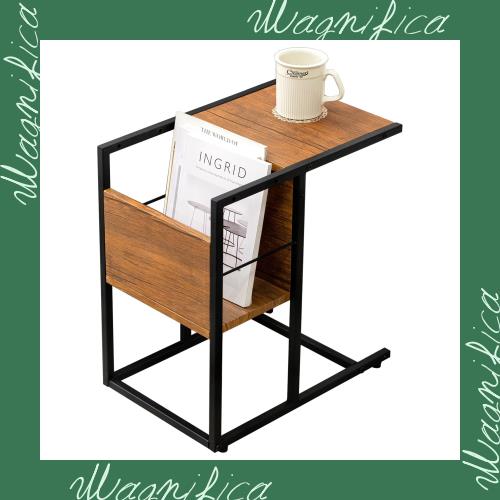萩原(Hagihara) サイドテーブル 机 ナイトテーブル ソファサイドテーブル マガジンラック 2WAY 耐水 軽量 木目調 インダストリアル 幅30の通販は