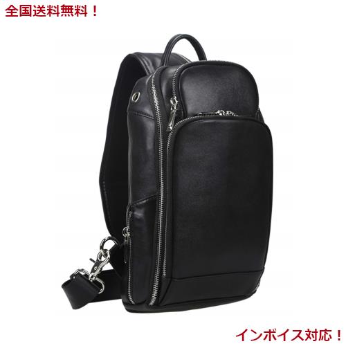 LANNSYNE 本革 ボディバッグ ワンショルダーバッグ メンズ ナッパレザー 大容量 USBポート 9.7インチ iPad対応 多機能 斜め掛けバッグ カの通販は