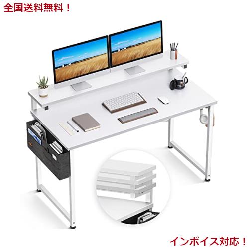 KKL パソコンデスク 机 幅120cm モニター台高さ3段調整対応 収納袋付き 収納フック付き pc ゲーミングデスク つくえ 在宅勤務 ワークデスの通販は