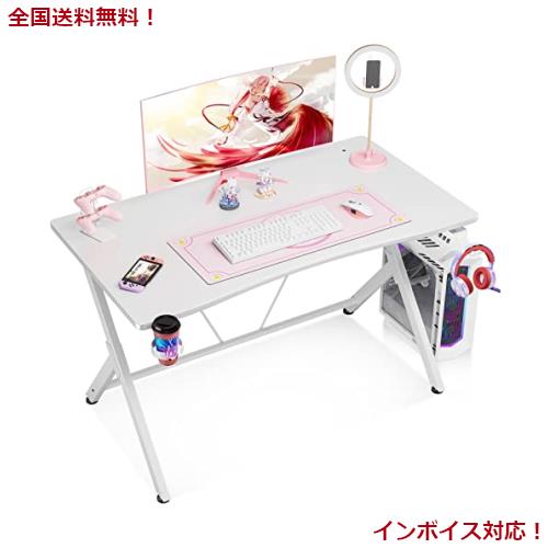 KKL ゲーミングデスク 幅100cm*奥行55cm*高さ75cm パソコンデスク ス字脚 デスク ゲーミングテーブル PCデスク 炭素繊維天板 カップホルの通販は