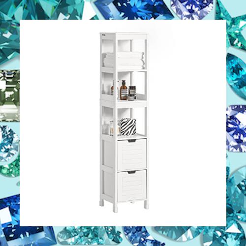 SoBuy 隙間収納 ランドリーラック 洗面所用キャビネット 引き出し付き スリム/おしゃれ 幅30×奥行き30×高さ144cm 脱衣所 ランドリーチ