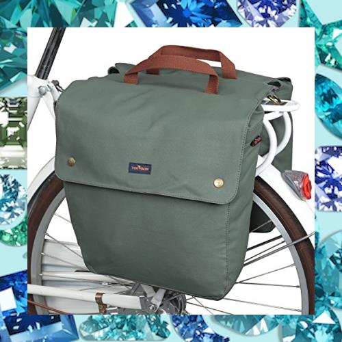 TOURBON 自転車 リアバッグ 複数の仕切り パニアバッグ 大容量 フレームバッグ バイク 通勤 通学 クラシックグリーン