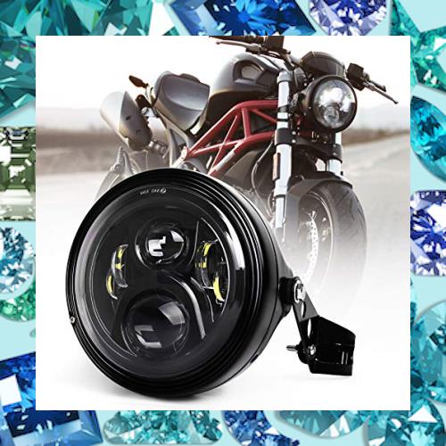 PXPART 7インチヘッドライトシェル ハーレー ヤマハ ホンダ スズキ LED7インチハウジングとブラケット ライト付き モータブラケット hi/l