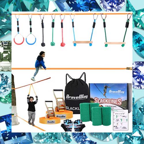 BRAVEWAY スラックライン セット すらっくらいん ギボン 遊具 スポーツ練習 フィットネス バランス 体幹 トレーニング アウトドア 子供