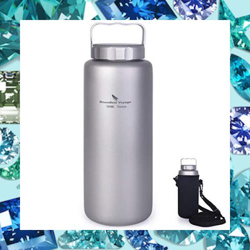 Boundless Voyage 1050ml 純チタンボトル 広口 大容量 直飲み アウトドア登山 スポーツウォーターボトル 漏れ防止 軽量・錆びない ストラ