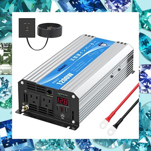 インバーター 正弦波 1200W DC12VをAC100Vに変換 コンバーター 55Hz