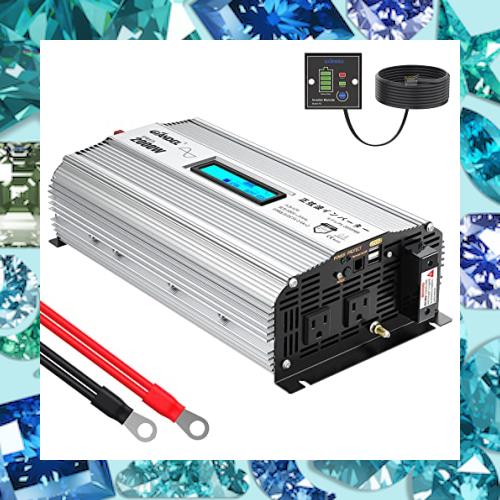 インバーター 12V 正弦波 2000W コンバーター 55Hz DC12VをAC100Vに変換 LCDディスプレイ及びリモコンつき 2.4AのUSBポート 2口のACコン