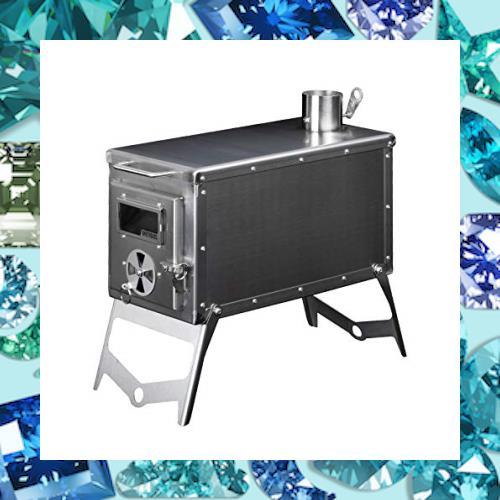 OneTigris TIGER ROAR薪ストーブ テントストープ 耐熱ガラス シリーズテントウッドバーニングファーネス、パイプ＆レザーグローブ付き ス