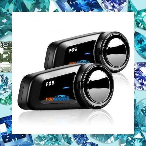FODSPORTS バイク インカム fx-6 インカム 6人同時通話 約12H連続使用 1000m通信可能距離 FM機能付き Bluetooth5.0インカム 通話自動復帰