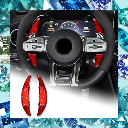 AIRSPEED カーボンファイバー ステアリングホイール パドル シフター エクステンション カバー シフトパドル インテリアトリムアクセサリ