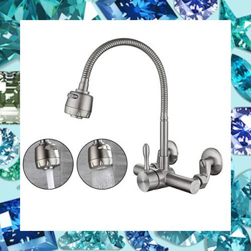 WAZZJ-キッチンの壁の蛇口ブラシをかけられたニッケルの壁に取り付けられた蛇口3 ”から9”の調整可能な広がり