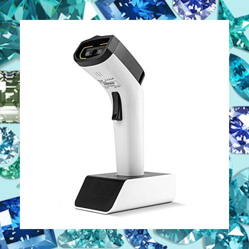 NETUMファッショナブルなBluetoothワイヤレス1Dバーコードスキャナー、スタンドと内蔵メモリを備えたハンズフリーCCDバーコードリーダー